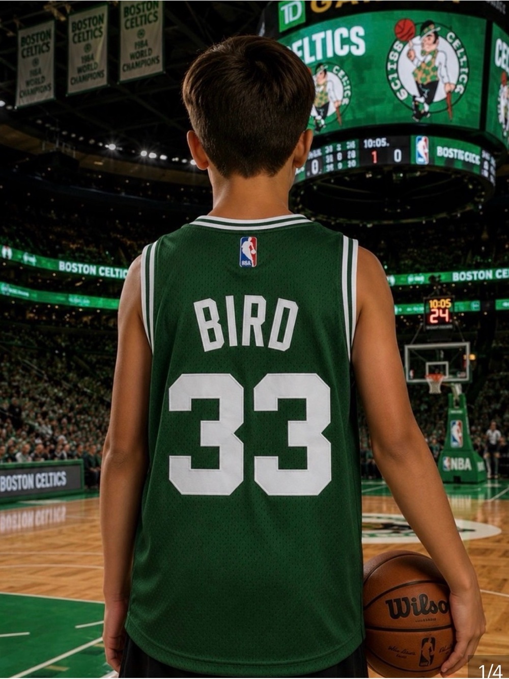 Boys lLarge 14-16NBA Boston Celtics Larry Bird #33 Green Jersey- Like New